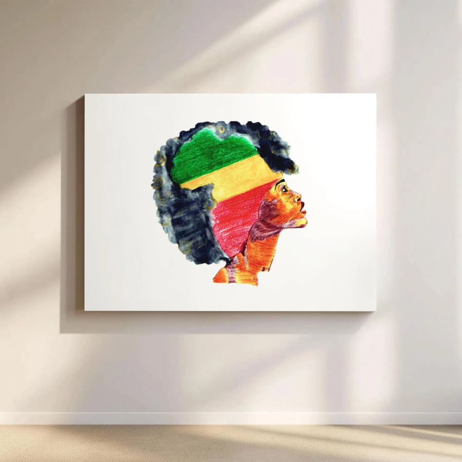 African Map Afro Art Canvas | Pan-African Flag Colors Wall Decor | Premium Gallery Wrap Print | Meaningful Black Heritage Gift for Home