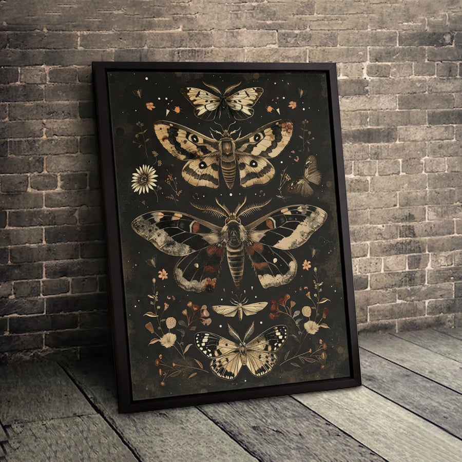 Moth and Butterfly Wall Art | Vintage Botanical Illustration Print | Gallery Wrapped 1.25" Canvas | Nature Lover Gift for Home Decor