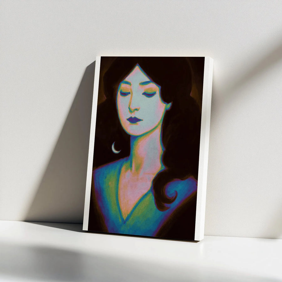 Meditation Vertical Canvas | Serene Woman Portrait with Iridescent Colors | Premium 1.25" Thick Canvas Print | Yoga Studio Decor & Spiritual Gift