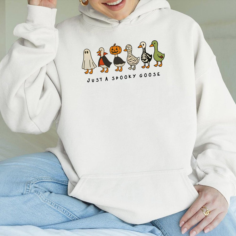 Halloween Goose Hoodie | Funny Spooky Costume Graphic Sweatshirt | Premium Cotton-Poly Blend | Cute Fall Season Gift For Women And Men
