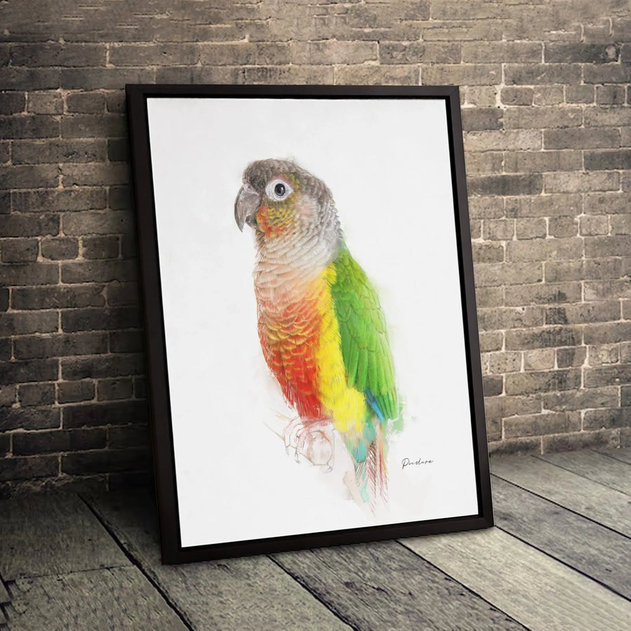 Green-Cheeked Conure Canvas Print | Watercolor Bird Wall Art | Premium Gallery Wrapped | Parrot Lover Gift & Home Decor