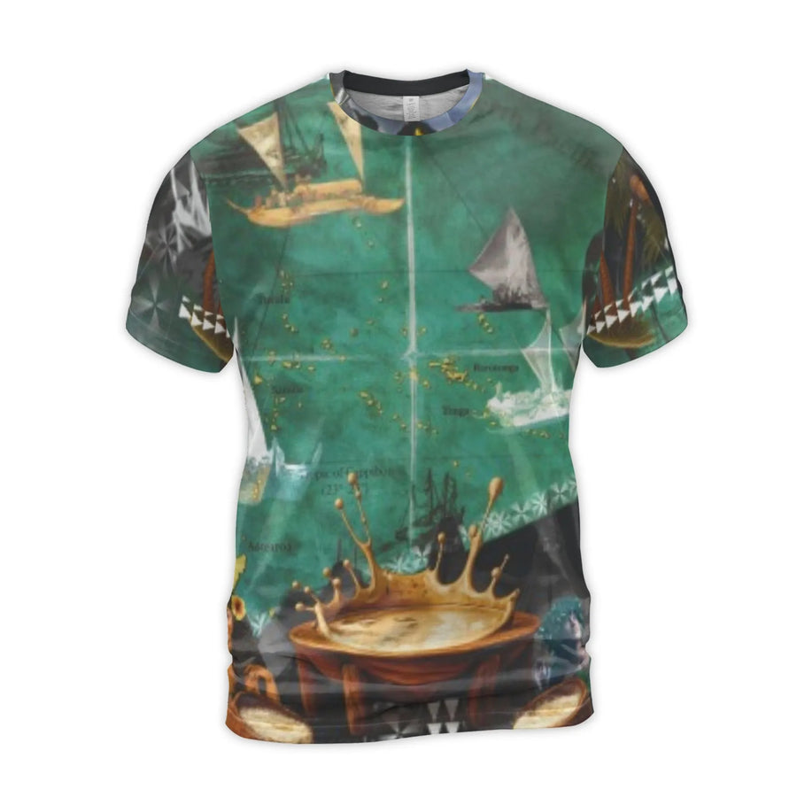 Polynesian Kava T-Shirt | Tattooed Hands Ceremony Art | Premium Stretch Jersey | Unique Cultural Graphic Gift for Men
