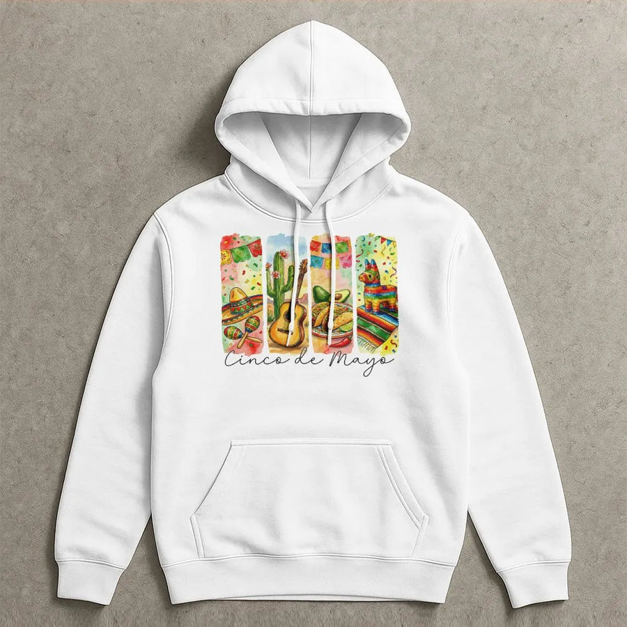Cinco De Mayo Hoodie | Watercolor Mexican Fiesta Graphic | Premium Soft Unisex Pullover | Party Gift for Men & Women