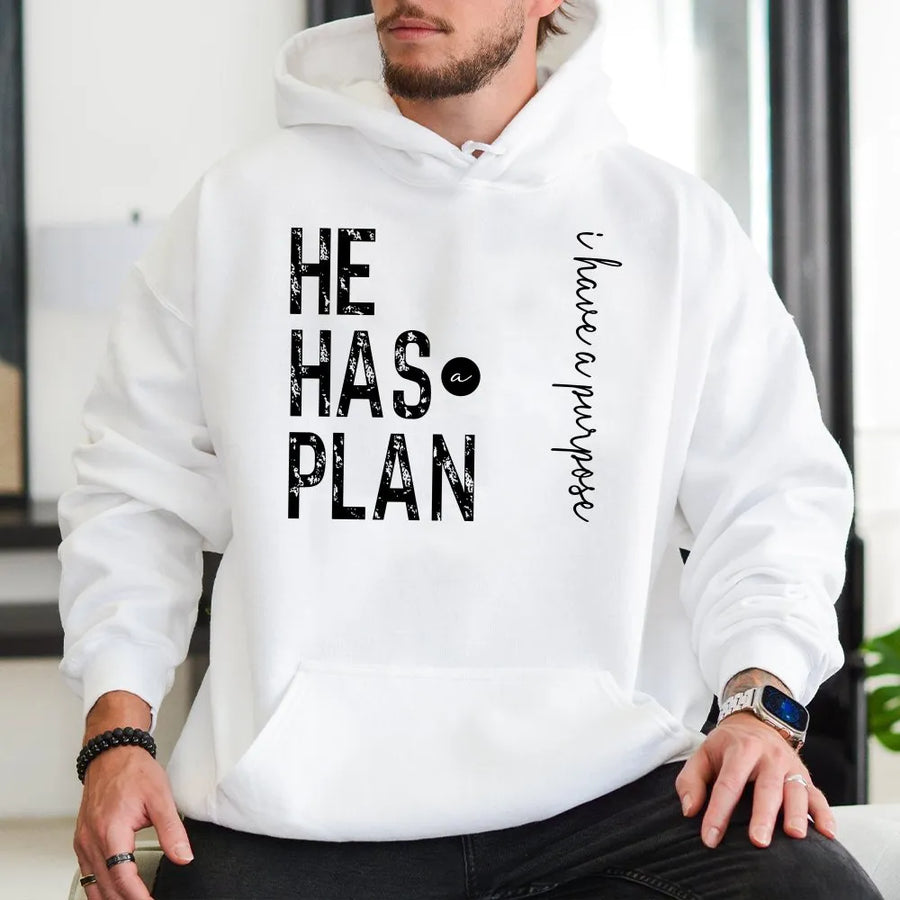 He Has A Plan I Have A Purpose Hoodie | Christian Faith Graphic Pullover | Soft Cotton Blend | Religious Gift for Men and Women