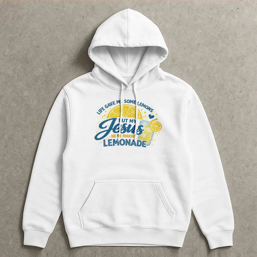 Jesus Lemonade Hoodie | Funny Christian Quote Graphic | Soft Cotton Blend Pullover | Inspirational Faith Gift for Men & Women
