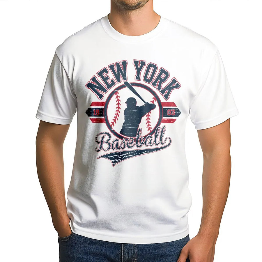 Vintage New York Baseball T-Shirt | Retro Distressed Graphic Tee | Premium 100% Cotton | Unisex NY Sports Fan Gift