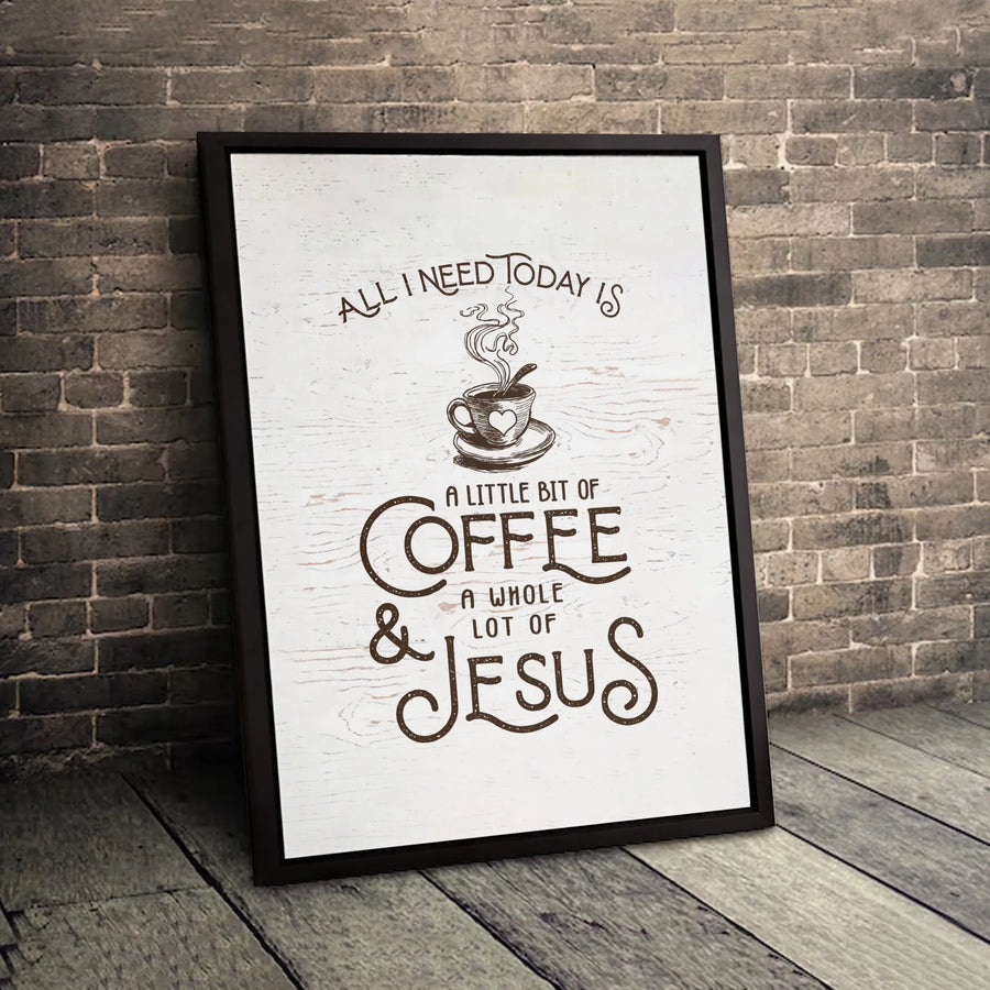 Coffee and Jesus Canvas Wall Art | Inspirational Kitchen Quote Print | Premium Fade-Resistant Gallery Wrap | Religious Home Decor Gift for Her