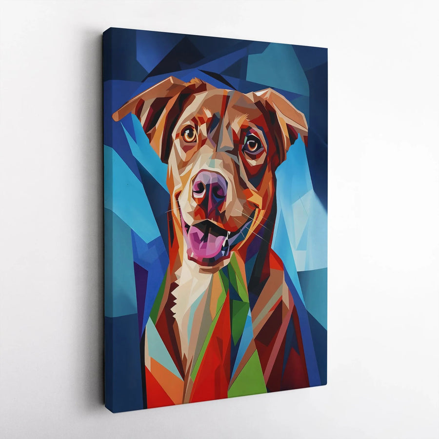 Geometric Dog Wall Art | Abstract Colorful Pet Portrait | Premium Gallery-Wrapped Canvas | Modern Animal Lover Home Decor Gift