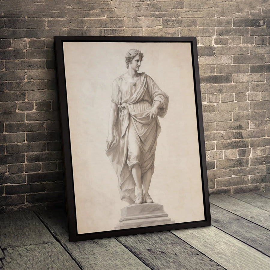 Classical Greek Statue Canvas Print | Vintage Academic Drawing Wall Art | Premium Gallery-Wrapped Decor | Home Office Study Aesthetic Gift