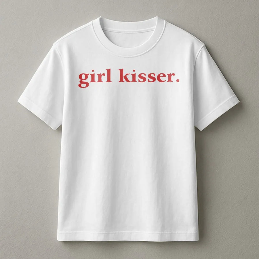 Girl Kisser T-Shirt | Trendy Y2K Minimalist Text | Soft Cotton Blend Sweatshirt | LGBTQ Pride Gift for Lesbian, WLW