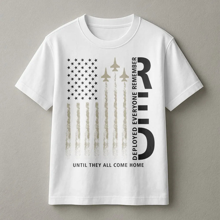 RED Friday T-Shirt | Remember Everyone Deployed American Flag Jet Graphic | Premium Cotton | Patriotic Military Family Support Gift