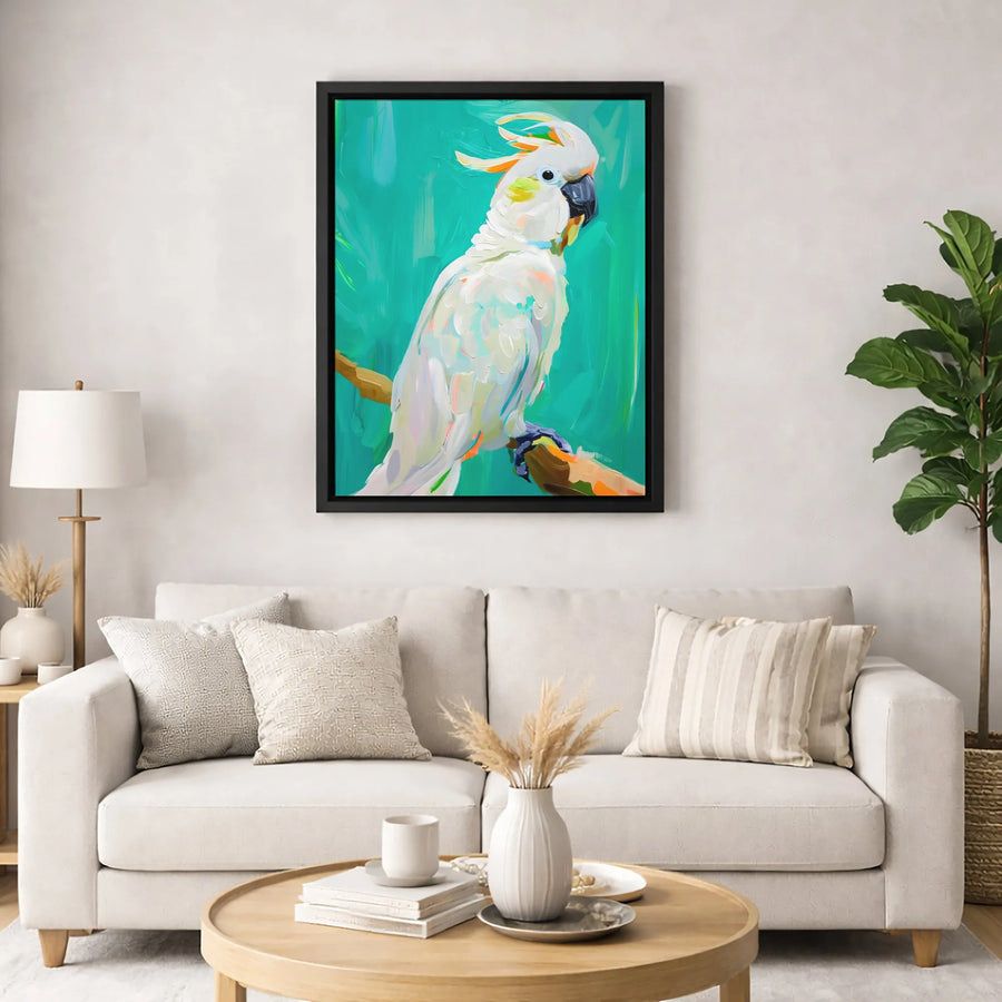 White Cockatoo Canvas Wall Art | Impressionist Parrot Painting | 1.25-Inch Gallery Wrap Profile | Modern Home Decor Gift