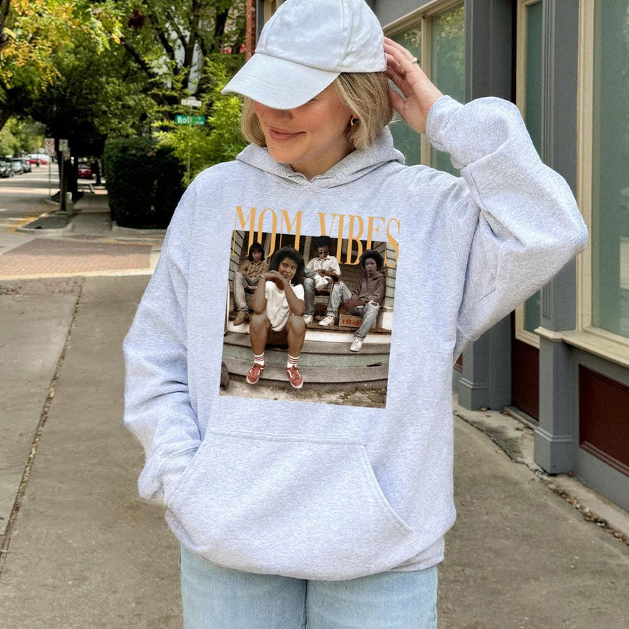Mom Vibes Hoodie | Retro 90s Sitcom Aesthetic Graphic Sweatshirt | Premium Cotton Blend | Gift For Mom Cool Mom Style Oversized Pullover