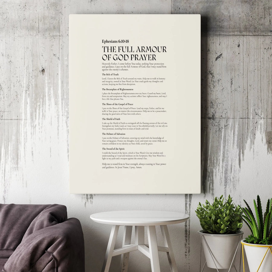 Armour of God Canvas Print | Ephesians 6:10-18 Prayer Wall Art | Premium Thick Canvas | Inspirational Christian Home Decor Gift