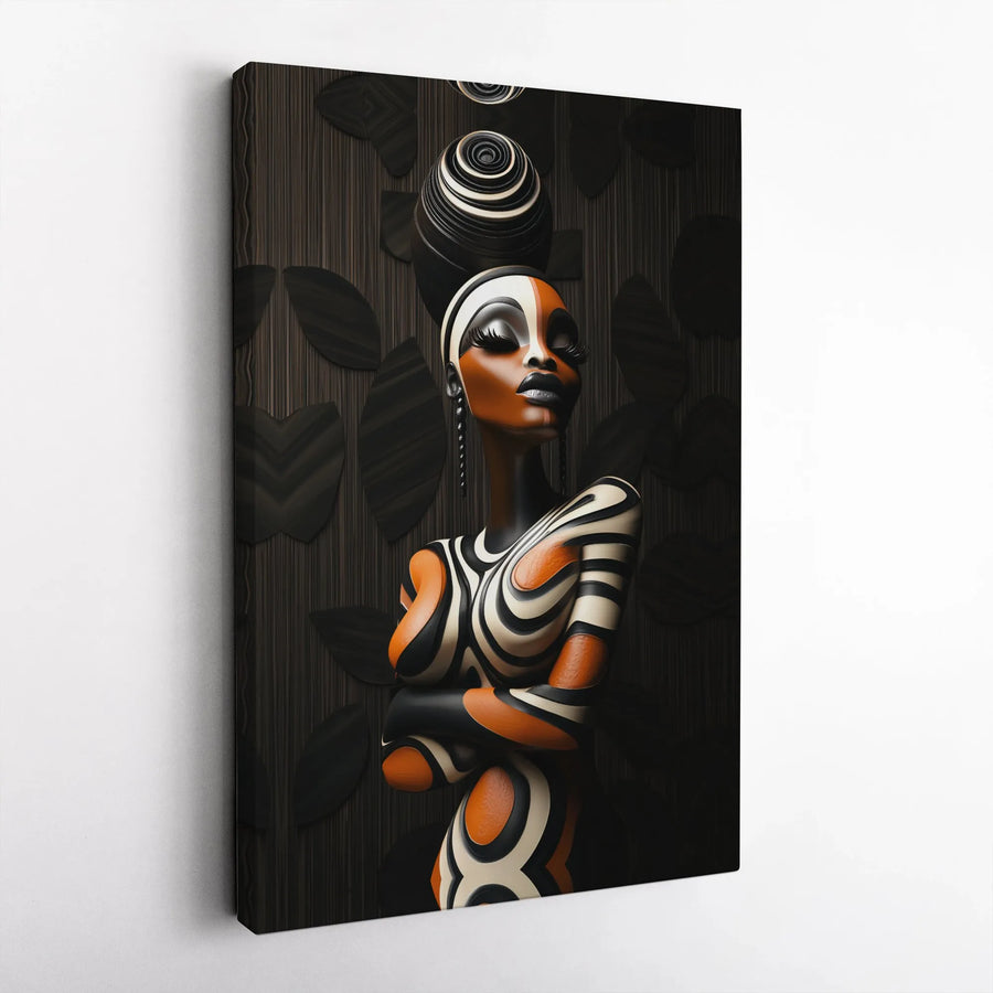 African Woman Wall Art | Abstract Geometric Portrait Canvas | Premium 1.25" Gallery Wrap | Modern Home Decor Gift