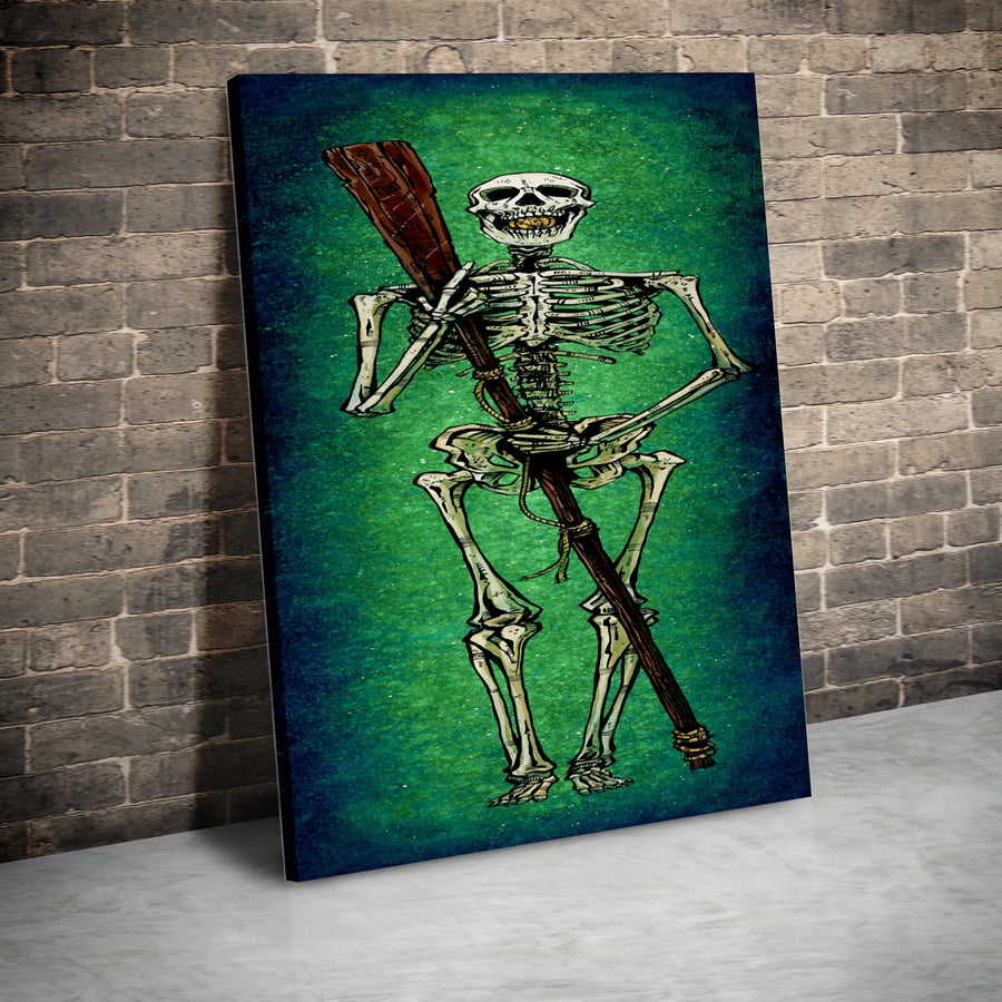 Charon Ferryman Vertical Canvas | Greek Mythology Skeleton with Paddle Art | Premium Thick Gallery Wrap | Collector's Gothic Underworld Home Decor