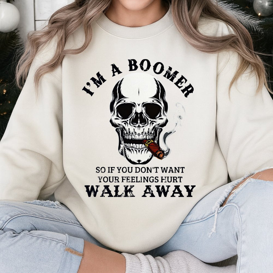 Boomer Skull Sweatshirt | Funny Sarcastic Quote Graphic Print | Premium Cotton Blend Crewneck | Gift for Dad or Grandpa Birthday