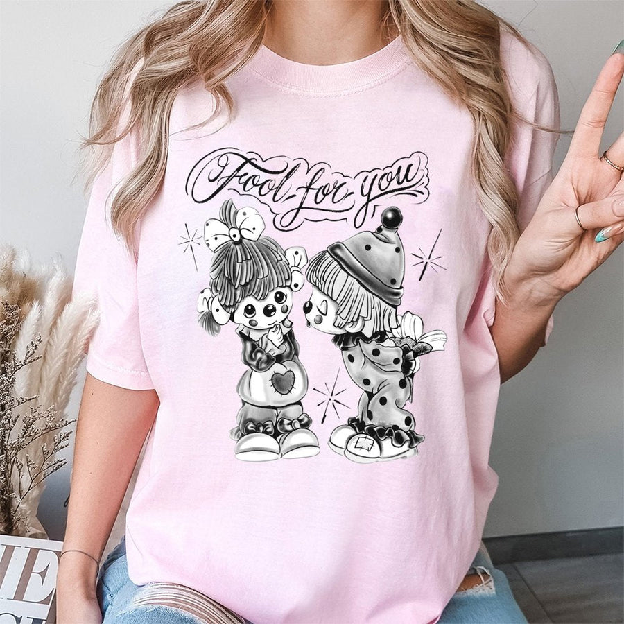 Fool For You Graphic T-Shirt | Chicano Style Clown Art | Premium 100% Cotton Tee | Urban Streetwear Gift for Him & Her