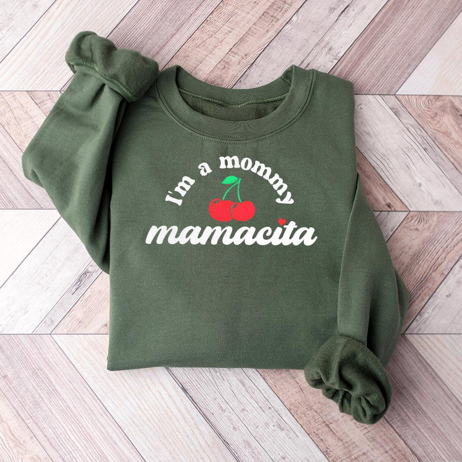 Mommy Mamacita Sweatshirt | Cute Cherry Graphic Print | Soft Cotton Blend Unisex Pullover | Funny Mom Life Gift For Mother's Day 2026
