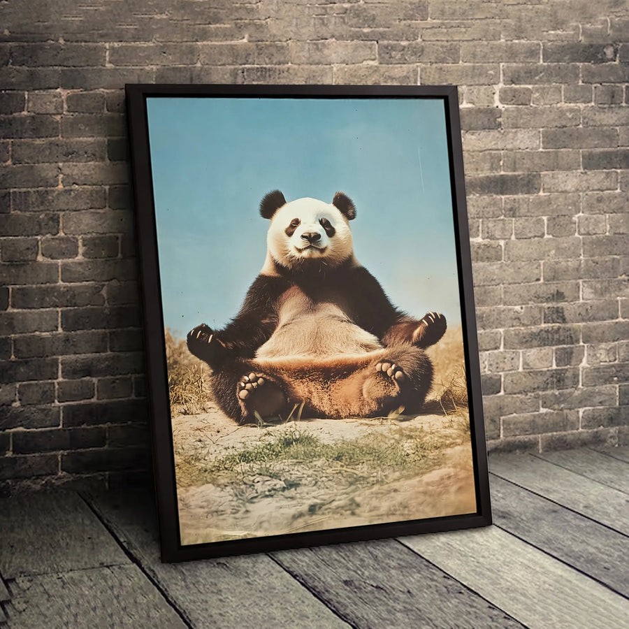 Meditating Panda Wall Art | Yoga Pose Zen Animal Decor | Premium 1.25" Gallery Canvas Print | Peaceful Office or Living Room Gift