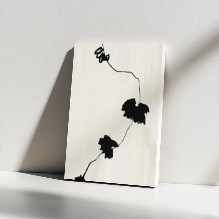 Abstract Botanical Silhouette Canvas Print | Modern Black and White Plant Shadow Art | Premium Fade-Resistant Print | Gift for Modern Home Decor