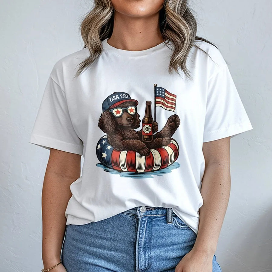 Patriotic Dog T-Shirt | Funny Beer Dog & Flag Graphic | Soft Cotton Unisex Tee | 4th of July Independence Day Gift for Dog Lovers