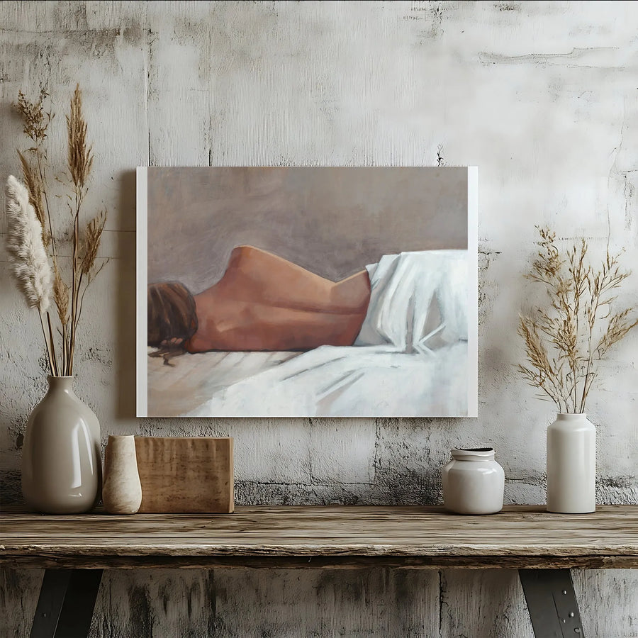 Figurative Woman in Bed Canvas Art | Modern Impressionist Painting Style | Premium Gallery Wrapped Canvas | Collector's Bedroom Wall Art Decor