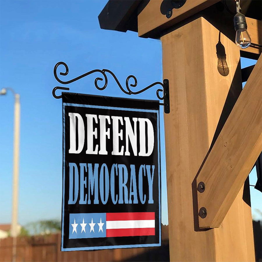 Defend Democracy Garden Flag | Double Sided Patriotic Yard Decor | Weather-Resistant Polyester | Statement Gift for Home & Garden