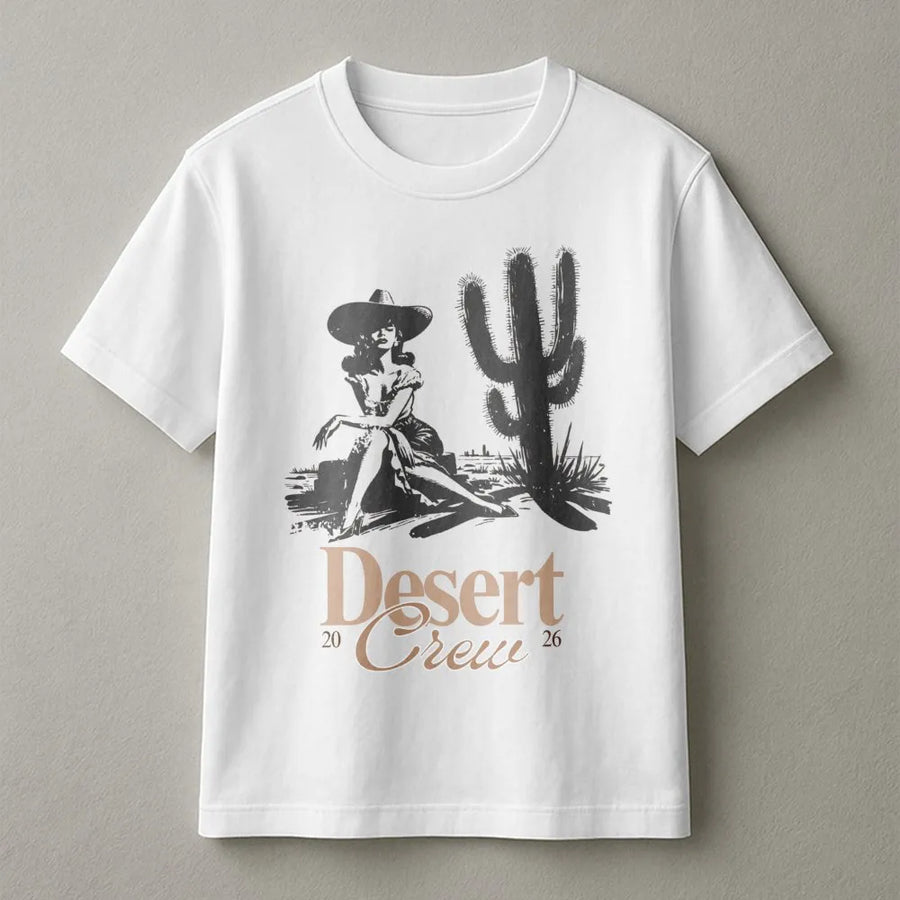 Desert Crew T-Shirt | Vintage Western Pinup Graphic | Soft Cotton Blend Pullover | Boho Festival Apparel Gift for Her