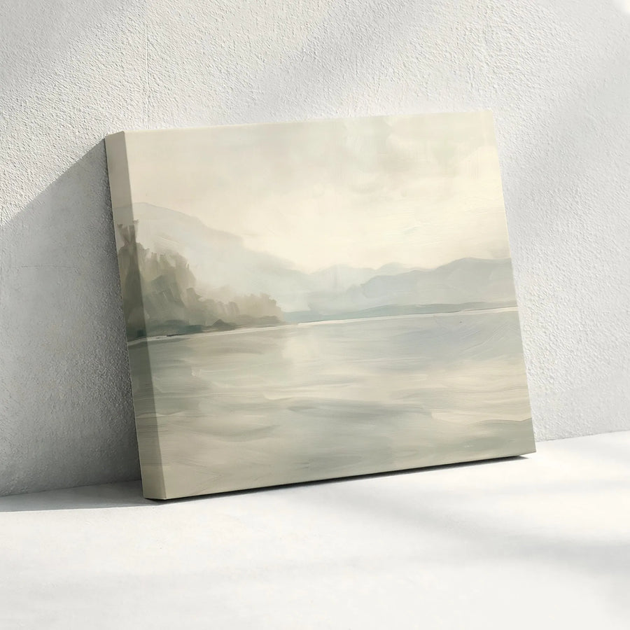 Misty Lake Landscape Canvas Print | Atmospheric Neutral Wall Art | Premium Gallery-Wrapped 1.25" Profile | Modern Home Decor Gift
