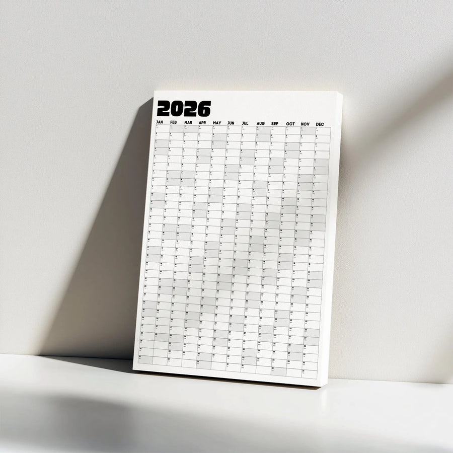 2026 Yearly Wall Calendar Canvas | Vertical Minimalist Planner Print | Premium Gallery Wrap Decor | Ready to Hang Office Gift
