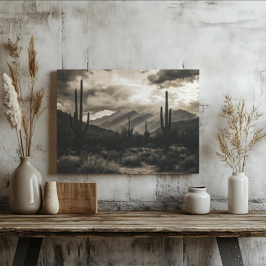 Desert Landscape Canvas Print | Saguaro Cactus Mountain Scenery | Premium Gallery-Wrapped Wall Art | Southwest Home Decor Gift