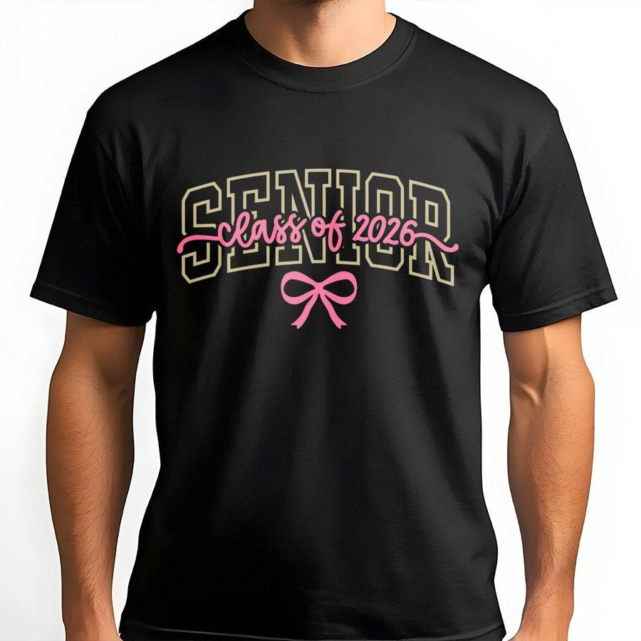 Senior Class Of 2026 T-Shirt | Cute Bow Graphic Graduation Tee | Premium Cotton Soft Comfort | Gift For High School College Seniors