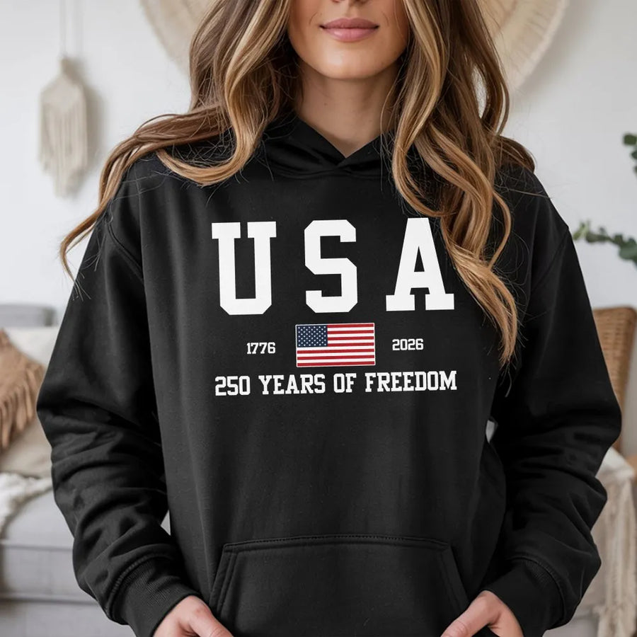 USA 250th Anniversary Hoodie | 1776-2026 Years of Freedom Graphic | Premium Cotton | Commemorative July 4th Gift for Patriots