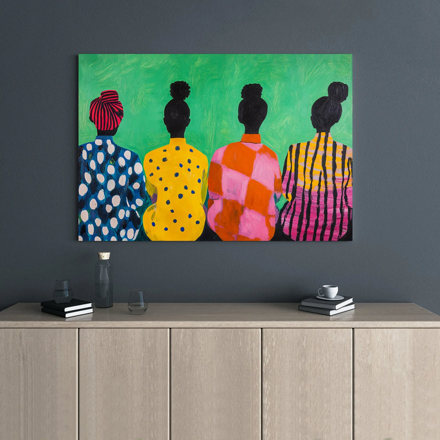 Black Women Wall Art | Abstract Colorful Fashion Portrait | Premium Gallery Wrapped Canvas | Modern Home Office Decor Gift