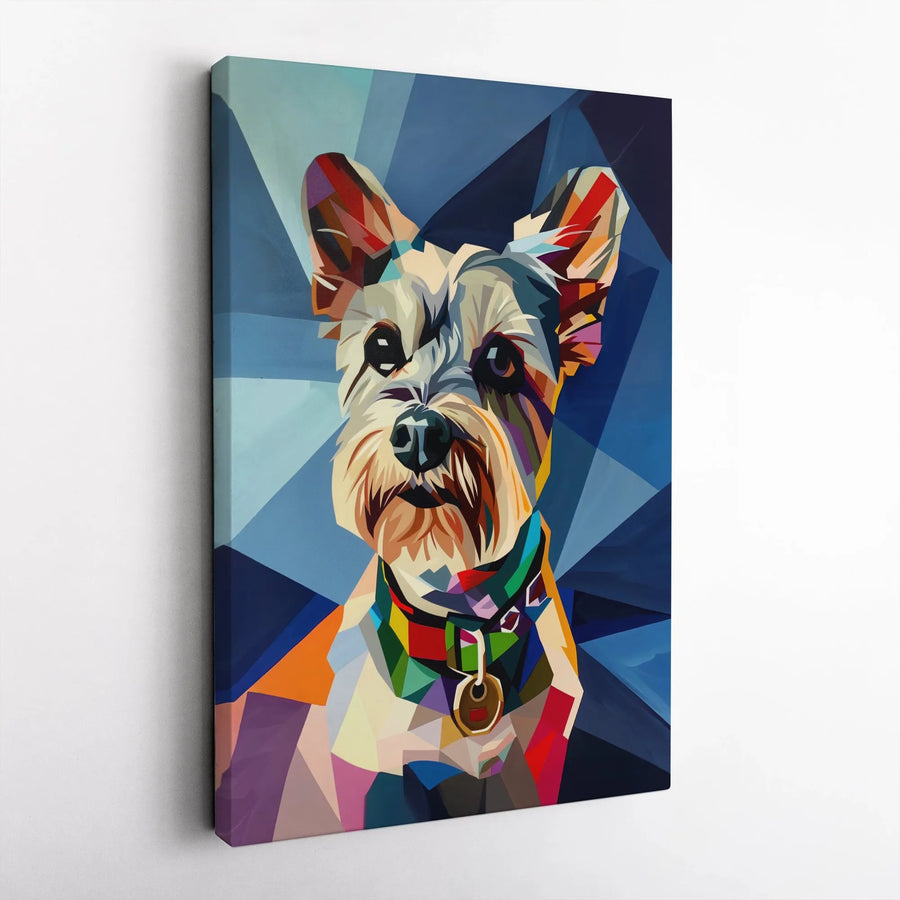 Yorkshire Terrier Canvas Art | Colorful Geometric Dog Portrait | Premium 1.25" Gallery Wrap | Modern Pet Home Decor Gift