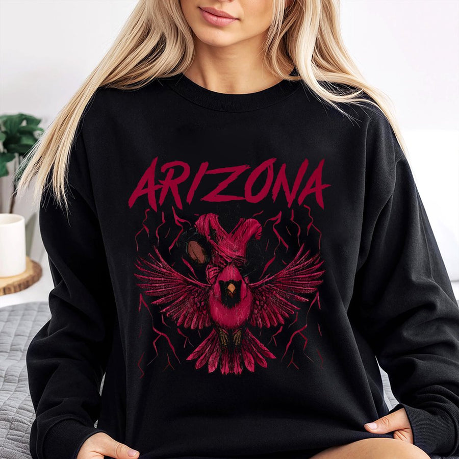 Arizona Skeleton Football Player Riding A Cardinal Sweatshirt