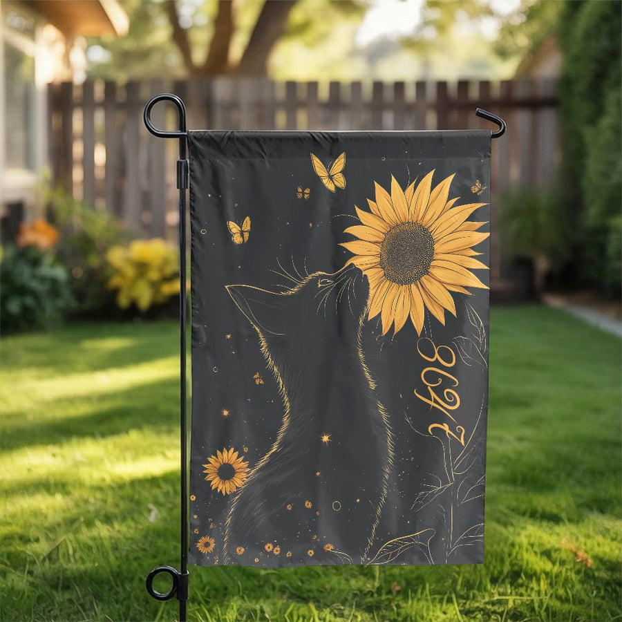 Sunflower Cat Garden Flag | Whimsical Floral Garden Decor | Premium Weather-Resistant Polyester | Nature-Inspired Outdoor Yard Sign
