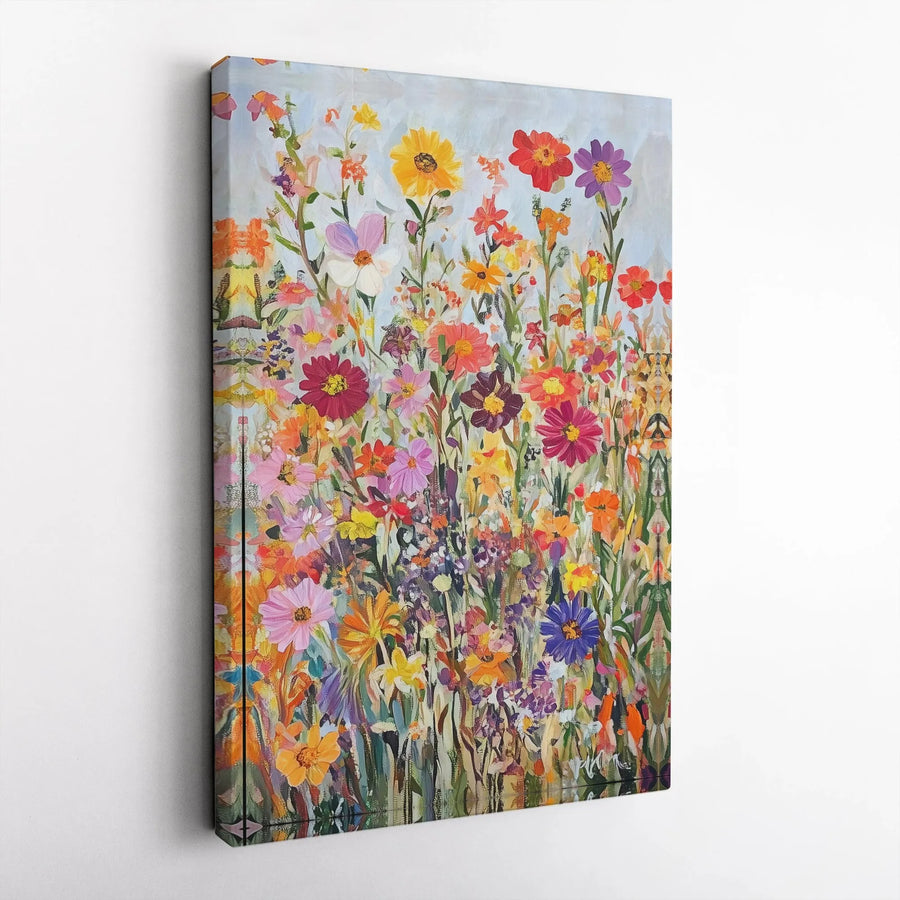 Wildflower Meadow Canvas Print | Vibrant Botanical Floral Wall Art | Premium Fade-Resistant Gallery Wrap | Modern Home Decor Gift