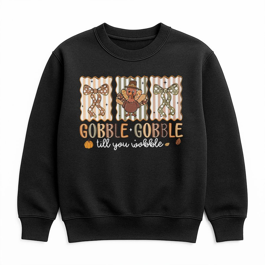 Gobble Gobble Till You Wobble Sweatshirt | Cute Turkey Fall Graphic | Premium Cotton Blend Crewneck | Thanksgiving Gift for Her and Him