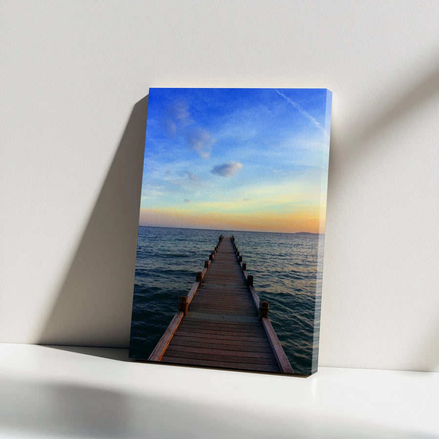 Ocean Pier Canvas Wall Art | Sunset Seascape Photography | Premium Matte Canvas Print | Coastal Home Decor for Living Room