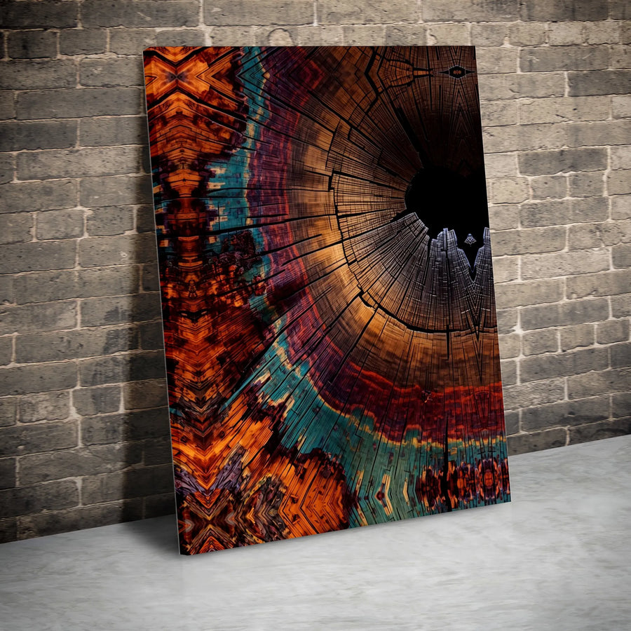 Abstract Tree Ring Canvas Wall Art | Kaleidoscope Wood Grain Print | Premium Gallery-Wrapped Decor | Modern Office & Home Gift