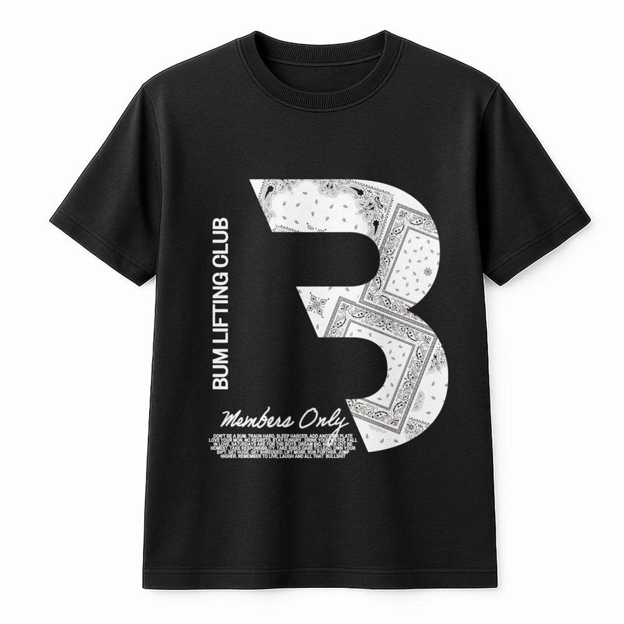 Bum Lifting Club T-Shirt | Bandana Print Graphic Gym Tee | Premium Cotton Workout Gear | Motivational Gift for Bodybuilders and Fitness Enthusiasts