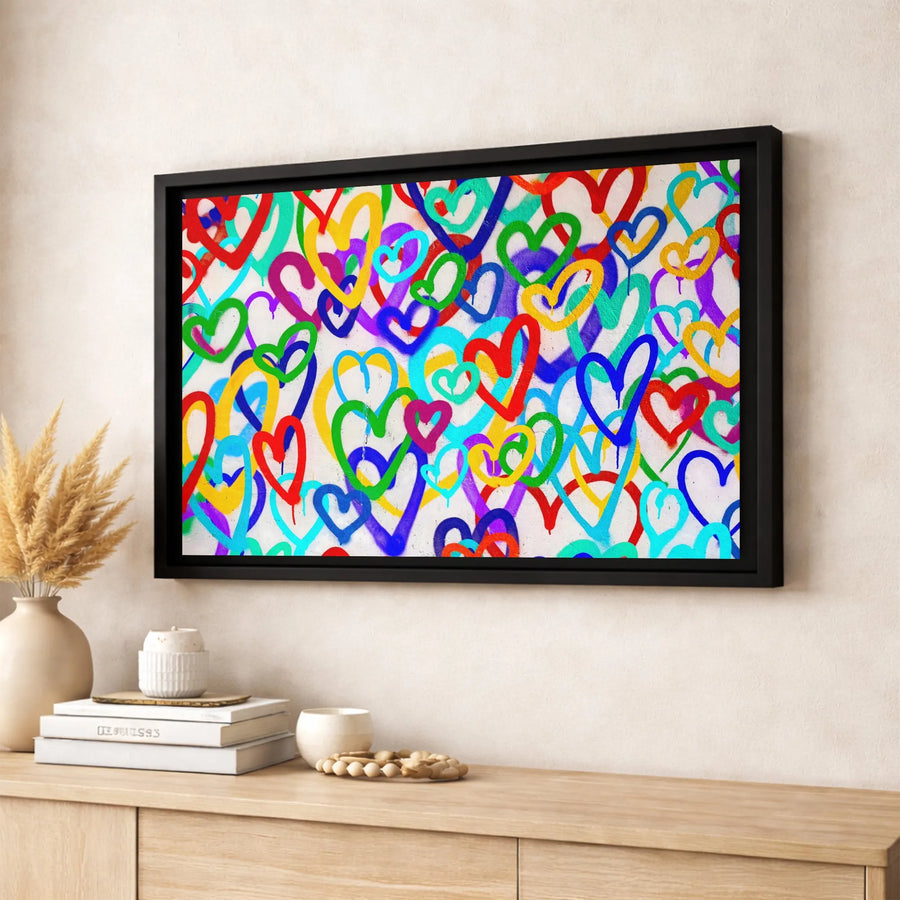 Colorful Graffiti Heart Canvas Art | Vibrant Street Style Love Print | Premium Gallery-Wrapped Wall Decor | Modern Gift for Her Room