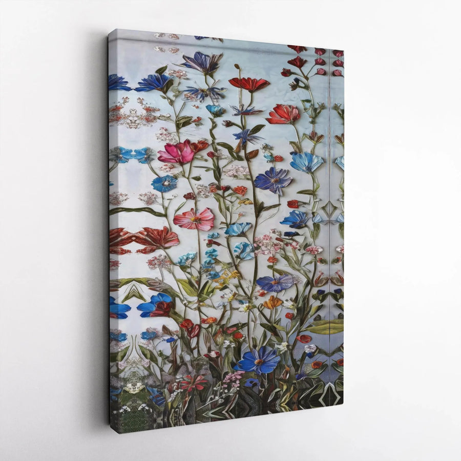 Wildflower Field Canvas Wall Art | Colorful Botanical Garden Painting | Premium Gallery Wrapped Decor | Nature-Inspired Home Decor Gift