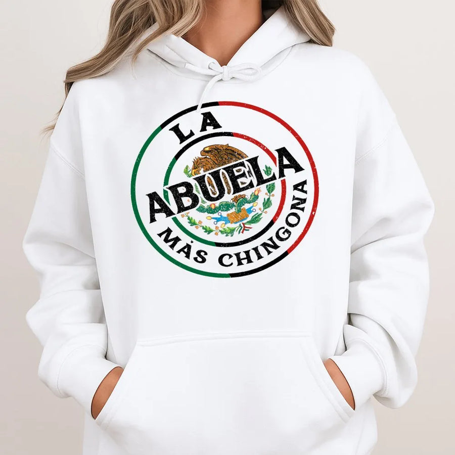 La Abuela Mas Chingona Hoodie | Mexican Grandma Gift | Premium Cotton Blend | Funny Hispanic Heritage Sweatshirt for Abuelita