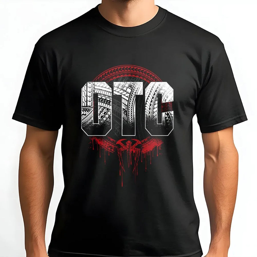 OTC Wrestling Graphic T-Shirt | Tribal Tribal Pattern Lettering | Premium Cotton Streetwear | Wrestling Fan Gift Apparel
