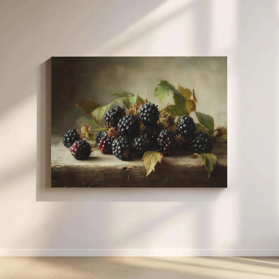 Vintage Blackberry Canvas Print | Rustic Farmhouse Fruit Painting | Premium Gallery Canvas | Kitchen & Dining Room Wall Decor Gift