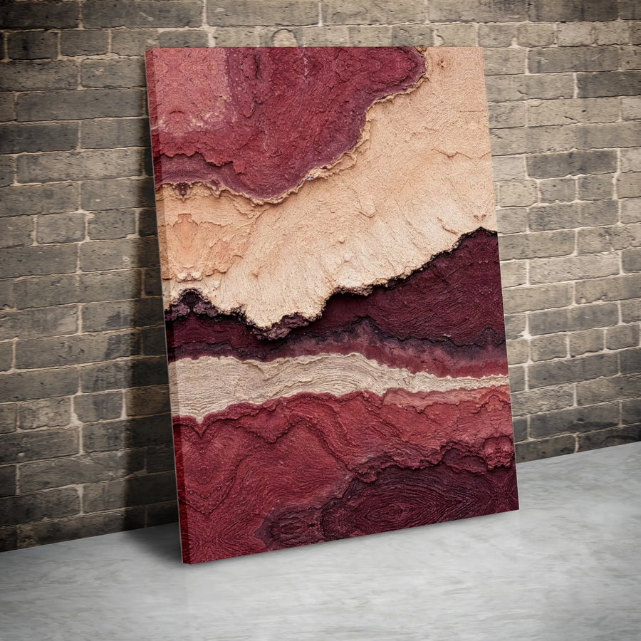 Abstract Canvas Wall Art | Textured Earth Tone Layers Print | Premium Gallery Wrapped Canvas | Modern Living Room & Office Decor