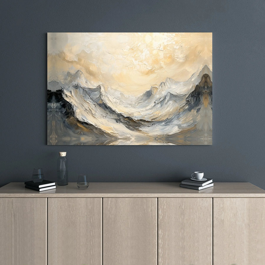 Abstract Mountain Canvas Art | Textured Neutral Beige and Grey Landscape | Premium Gallery Wrapped Decor | Modern Minimalist Living Room Wall Art